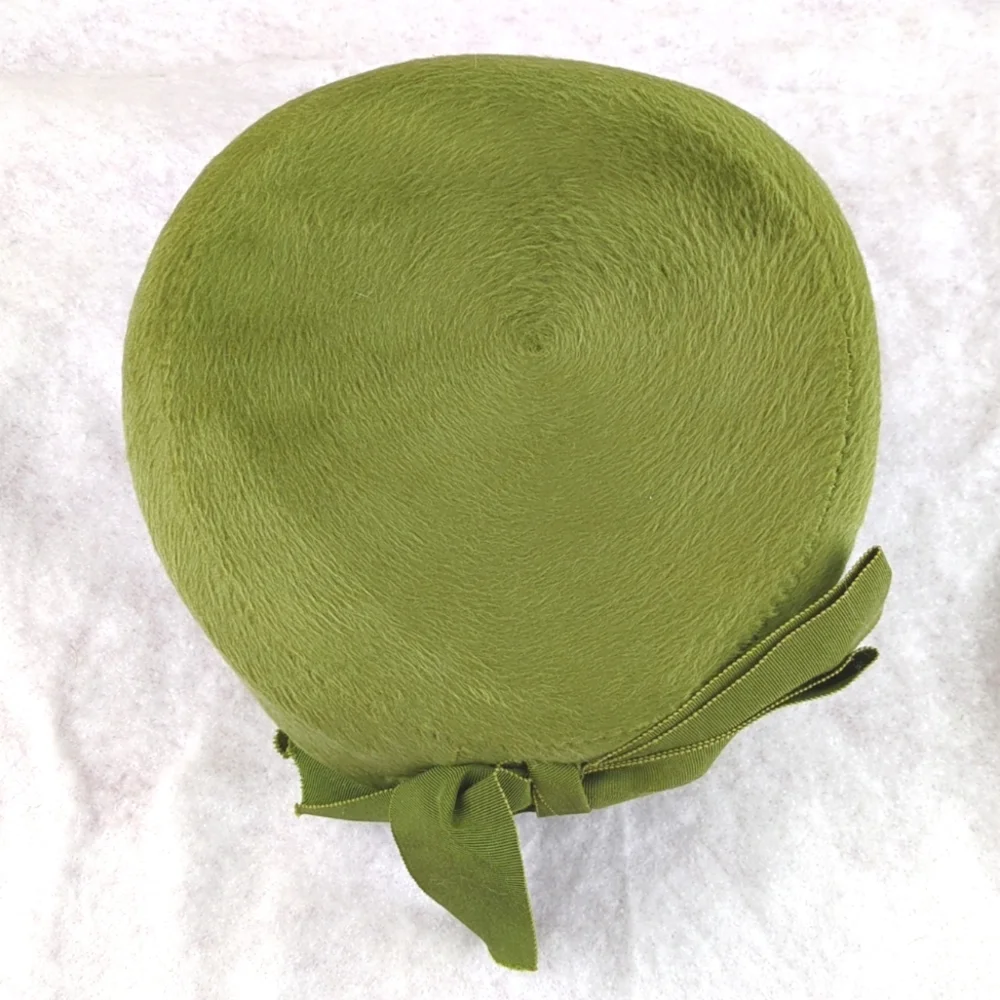 Vintage Green Women's Pillbox-Style Wool Hat - Picture 7 of 14
